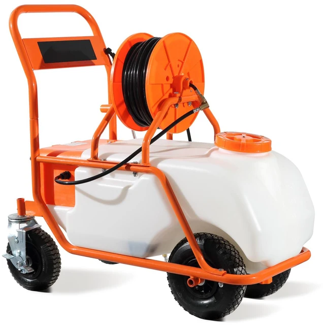 Alt view image 7 of 7 - Battery Powered Lawn Sprayer on Wheel, 0-90 PSI Adjustable Pressure, 15 Gallon Tank, Cart Sprayer with 8 Nozzles and 2 Wands, 12V 12Ah Battery, Wide Mouth Lid for Weeding, Spraying