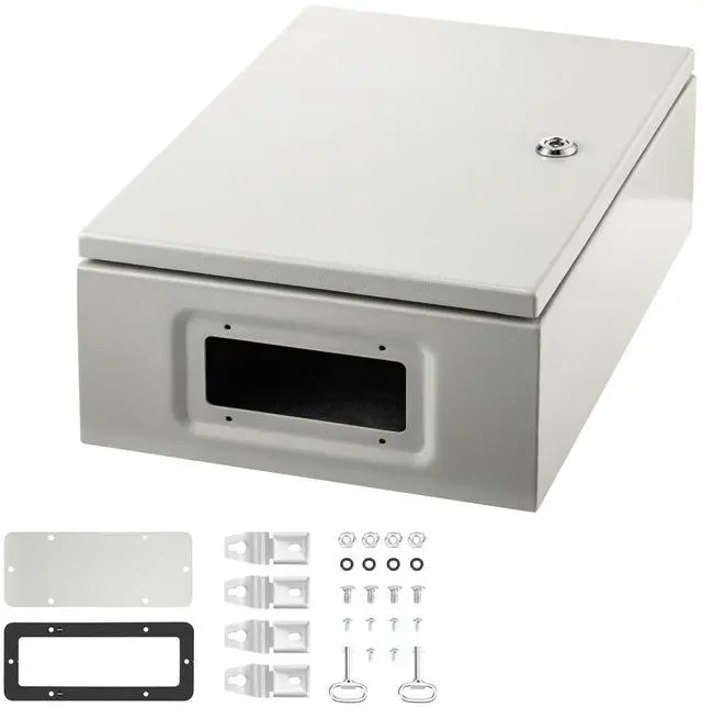 Main image of Electrical Enclosure Box, 16'' ×12'' ×6'', Carbon Steel Hinged Junction Box, IP66 Waterproof & Dustproof, Outdoor Electrical Box, with Mounting Plate