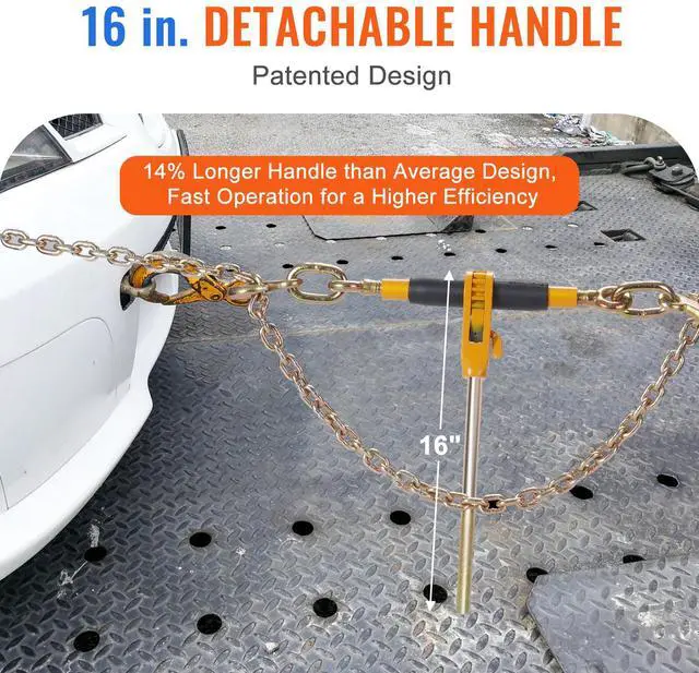 Alt view image 2 of 7 - Ratchet Chain Binder, 5/16"-3/8" Heavy Duty Load Binders, with G80 Hooks 7,100 lbs Secure Load Limit, Labor-saving Anti-skid Handle, Tie Down Hauling Chain Binders for Flatbed Truck Trailer, 4 P