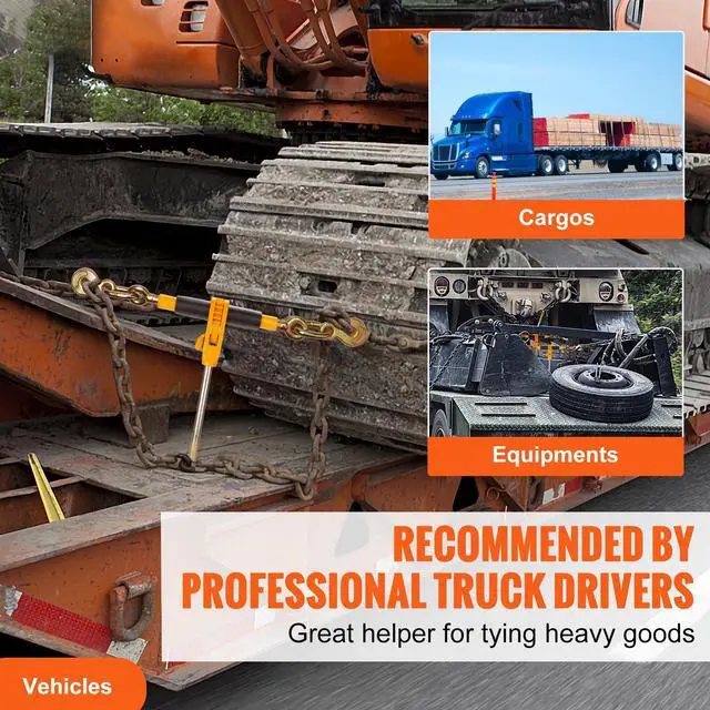 Alt view image 7 of 7 - Ratchet Chain Binder, 5/16"-3/8" Heavy Duty Load Binders, with G80 Hooks 7,100 lbs Secure Load Limit, Labor-saving Anti-skid Handle, Tie Down Hauling Chain Binders for Flatbed Truck Trailer, 4 P