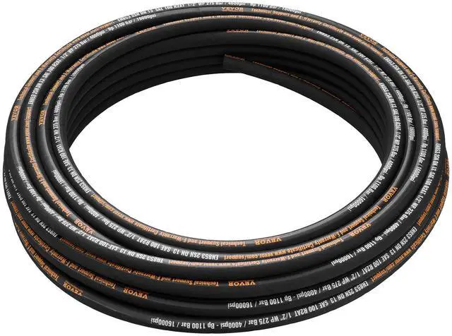 Alt view image 6 of 7 - Hydraulic Hose 1/2 inch x 100 ft, Coiled Hydraulic Hose 4000 PSI, Rubber Hydraulic Hose with 2 High-Tensile Steel Wire Braid, Bulk Hydraulic Hose -20 to 140, Hydraulic Oil Flexible Hose