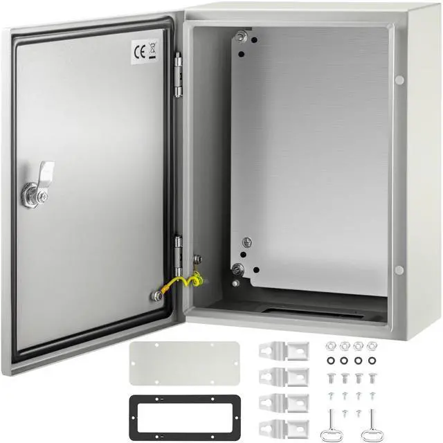 Alt view image 4 of 7 - Electrical Enclosure Box, 16'' ×12'' ×6'', Carbon Steel Hinged Junction Box, IP66 Waterproof & Dustproof, Outdoor Electrical Box, with Mounting Plate