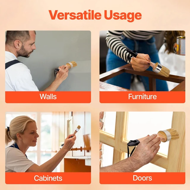 Alt view image 4 of 7 - Chalk Wax Paint Brush 4 Piece Furniture Paint Brushes for Painting & Waxing