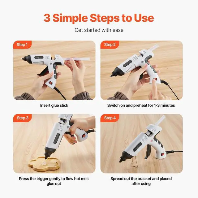 Alt view image 4 of 7 - Hot Glue Gun, 60/100W Dual Power, Mini Hot Glue Gun with 20 Premium Glue Sticks and Oxford Cloth Bag, Fast Preheating & High Temp Melt Glue Gun for Crafts, Arts, DIY, Quick Home Repairs, White