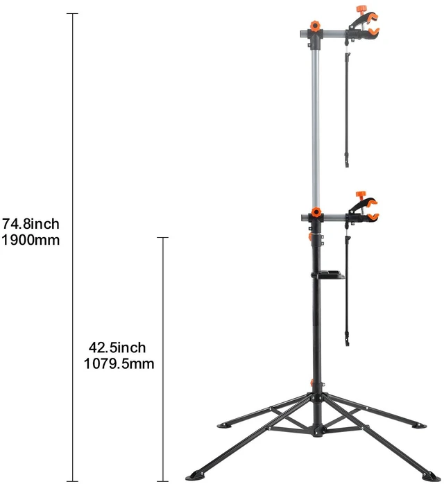Alt view image 5 of 7 - Bike Repair Stand, 80 lbs Heavy-duty Steel Bicycle Repair Stand, Adjustable Height Bike Maintenance Workstand with Magnetic Tool Tray Telescopic Arm, Foldable Bike Work Stand for Home, Shops