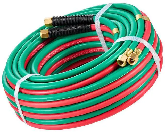 Alt view image 5 of 7 - Oxygen Acetylene Hose 1/4-Inch x 50FT R Grade Hose 300PSI Max Working Pressure
