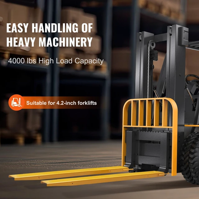 Alt view image 2 of 7 - Pallet Fork Extensions, 72" Length 4.5" Width, Heavy Duty Carbon Steel Fork Extensions for Forklifts, 1 Pair Forklift Extensions, Industrial Forklift Fork Attachments for Forklift Truck, Yellow