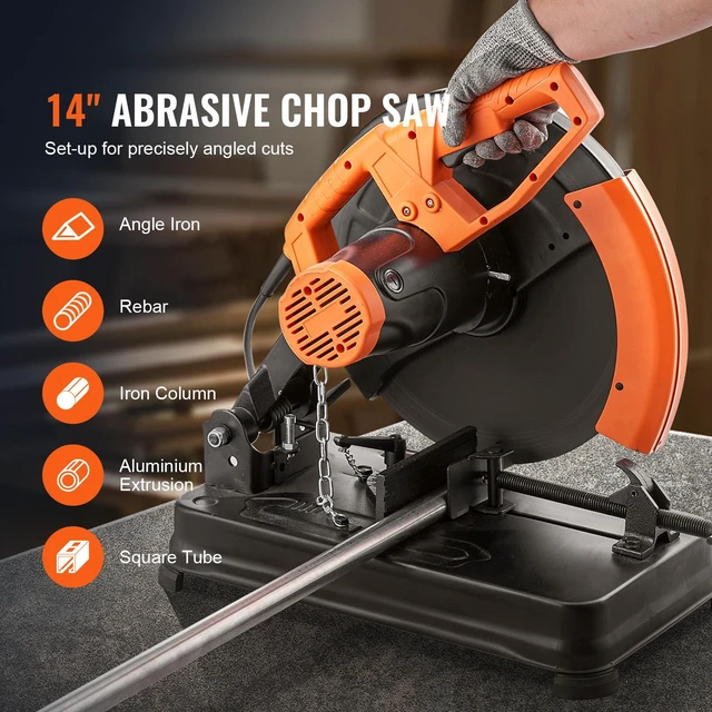 Alt view image 3 of 7 - Abrasive Chop Saw, 14"/355mm Blade Diameter Cut Off Saw, 2300W 3600RPM Steel Cutting Machine, 0-45° Adjustable Angle Miter Saw for Cutting Metal Cutting Chop Saw for Steel/Rebar/Iron/Aluminum