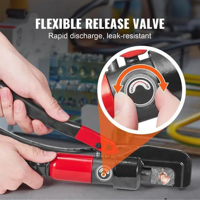 Alt view image 6 of 7 - Hydraulic Crimping Tool with 9 Sets of Dies AWG12-2/0 Copper And Aluminum Terminal Battery Lug Crimper, with a Cutting Pliers, Gloves, 10pcs Copper Ring Connectors, 8pcs Heat Shrink Sleeves