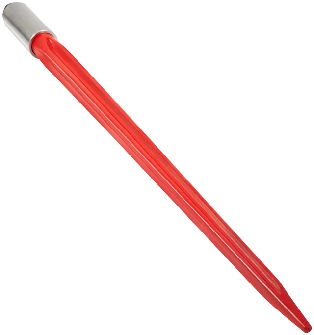 Alt view image 4 of 7 - Hay Spear 32" Bale Spear 1350 lbs Capacity, Bale Spike Quick Attach Square Hay Bale Spears 1.4" Wide, Red Coated Bale Forks, Bale Hay Spike with Hex Nut & Sleeve for Buckets Tractors Loaders
