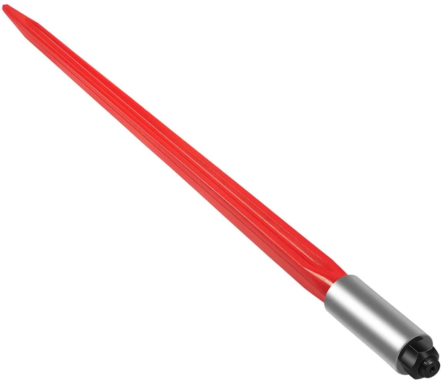 Alt view image 6 of 7 - Hay Spear 32" Bale Spear 1350 lbs Capacity, Bale Spike Quick Attach Square Hay Bale Spears 1.4" Wide, Red Coated Bale Forks, Bale Hay Spike with Hex Nut & Sleeve for Buckets Tractors Loaders