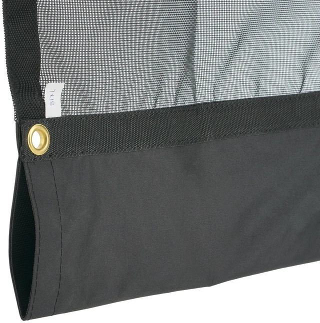 Alt view image 4 of 7 - Dump Truck Mesh Tarp, 6 x 14 ft, PVC Coated Black Heavy Duty Cover with 5.5" 18oz Double Pocket, Brass Grommets, Reinforced Double Needle Stitch Webbing Fits Manual or Electric Dump Truck System