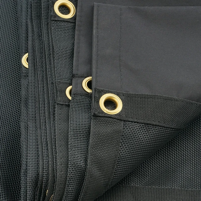 Alt view image 6 of 7 - Dump Truck Mesh Tarp, 6 x 14 ft, PVC Coated Black Heavy Duty Cover with 5.5" 18oz Double Pocket, Brass Grommets, Reinforced Double Needle Stitch Webbing Fits Manual or Electric Dump Truck System
