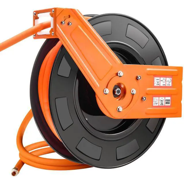 Alt view image 5 of 7 - Retractable Air Hose Reel 1/2 IN x 50 FT Hybrid Air Hose Reel Max 300 PSI