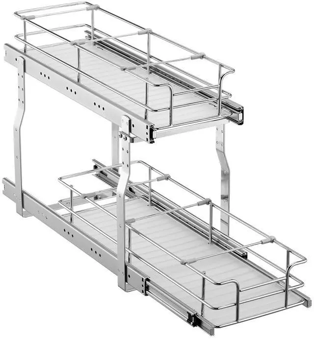 Main image of 2-Tier 8.5"Wx21"Dx15"H Wire Pull Out Cabinet Under Sink Organizer Drawer Basket, 10"Wx22"Dx18"H Install Size for Cabinet