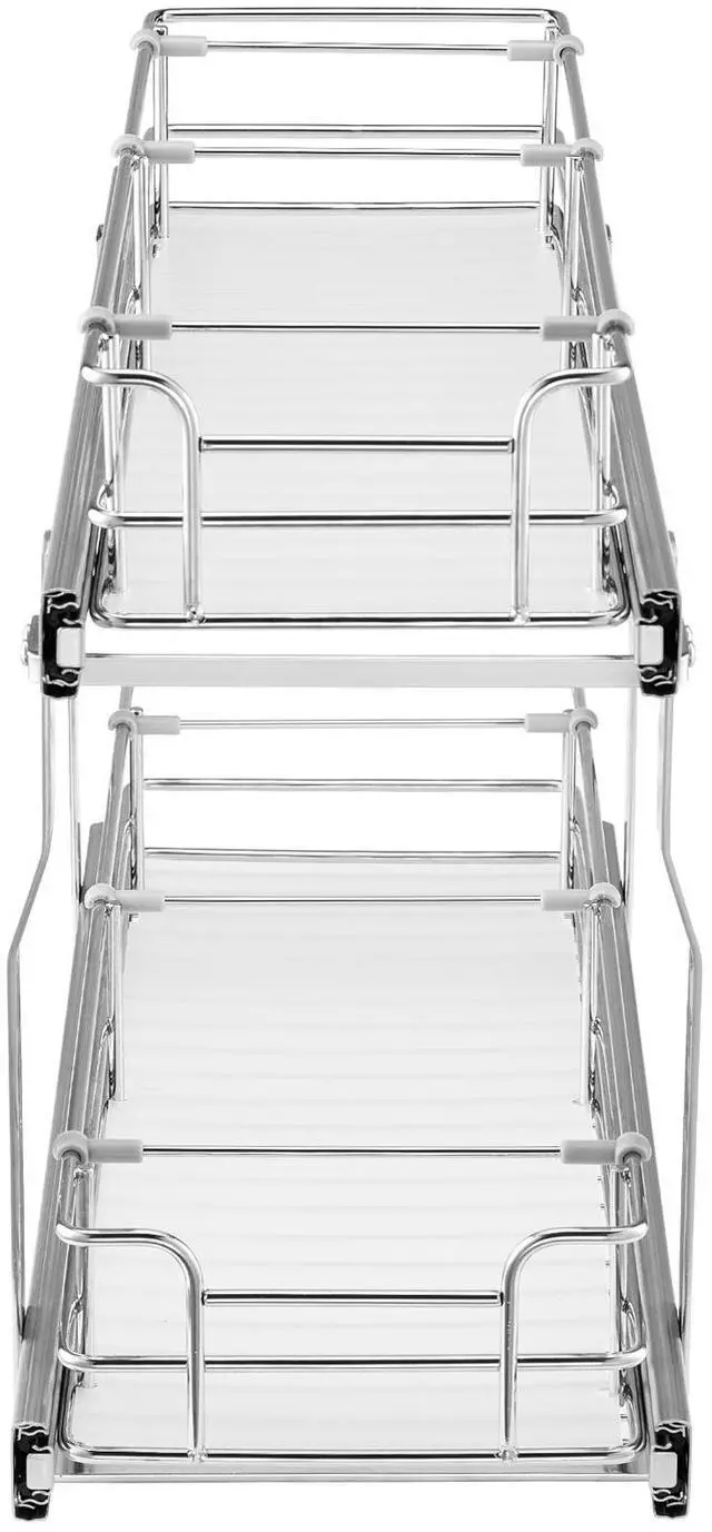 Alt view image 2 of 7 - 2-Tier 8.5"Wx21"Dx15"H Wire Pull Out Cabinet Under Sink Organizer Drawer Basket, 10"Wx22"Dx18"H Install Size for Cabinet