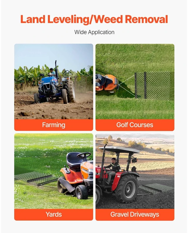 Alt view image 6 of 7 - Drag Harrow 4 x 5 ft Chain Harrow Lawn Rake ATV UTV Tractor Attachments