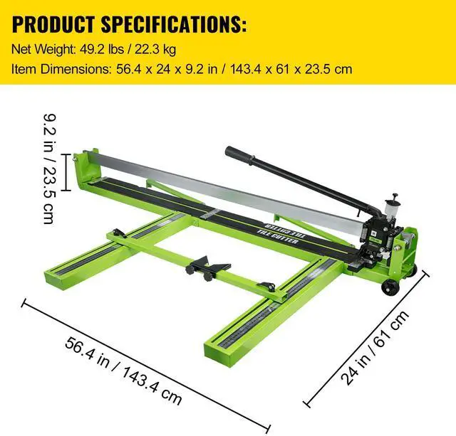 Alt view image 2 of 7 - Tile Cutter 47 Inch, Manual Tile Cutter All-Steel Frame,Tile Cutting Machine w/Laser Guide and Bonus Spare Cutter,Tile Cutter Hand Tool for Precision Cutting Porcelain Ceramic Floor Tiles
