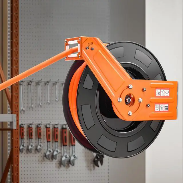 Alt view image 6 of 7 - Retractable Air Hose Reel 1/2 IN x 50 FT Hybrid Air Hose Reel Max 300 PSI