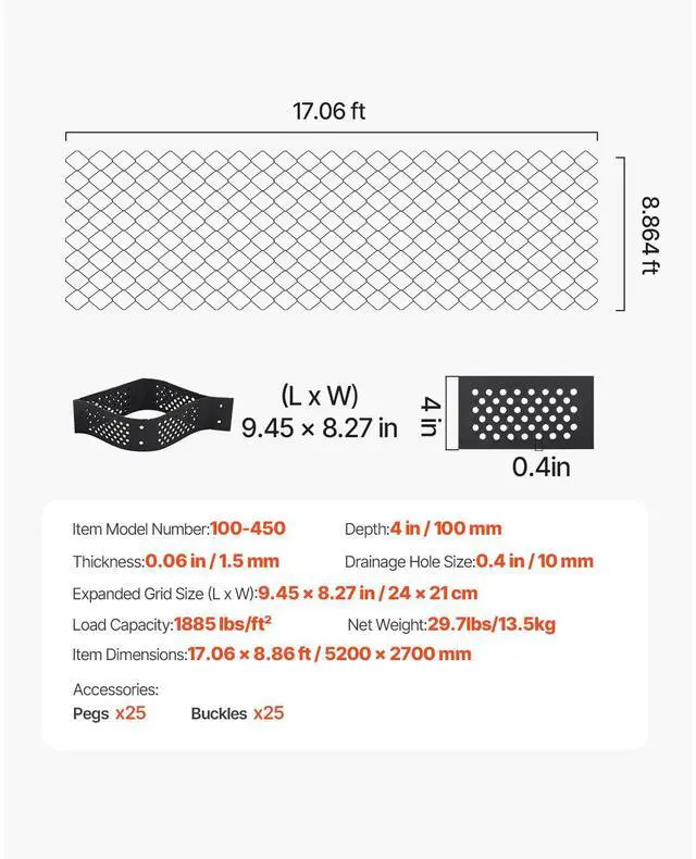 Alt view image 5 of 7 - Ground Grid 4-Inch Depth Geocell Grid 17.06x8.86 FT / 5200x2700 mm for Gravel