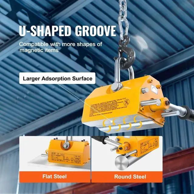 Alt view image 5 of 7 - Magnetic Lifter, 880 lbs/400 kg Pulling Capacity, 2.5 Safety Factor, Neodymium & Steel, Lifting Magnet with Release, Permanent Lift Magnets, Heavy Duty Magnet for Hoist, Shop Crane, Block, Board