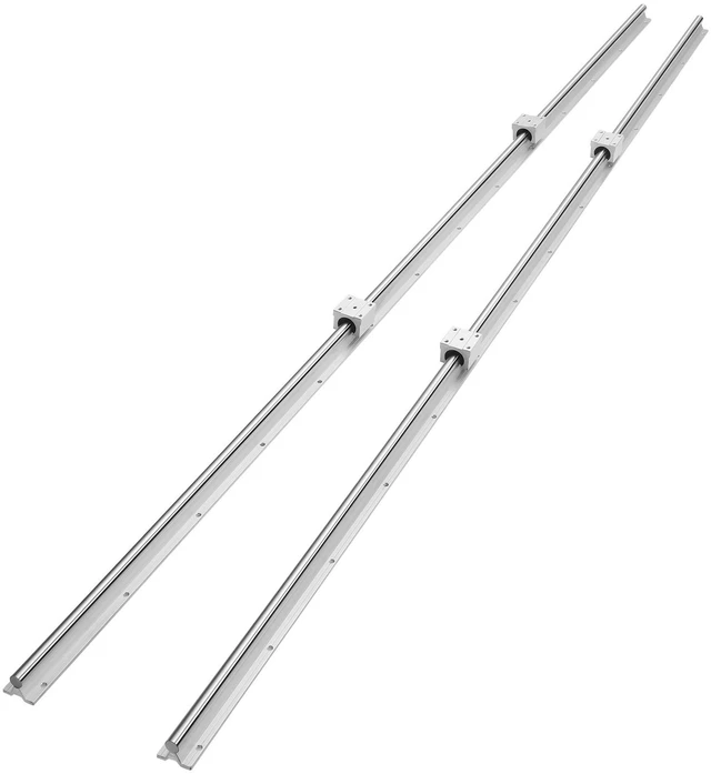 Alt view image 2 of 7 - Linear Guide Rail Set, SBR20 2200mm, 2 PCS 86.6 in/2200 mm SBR20 Guide Rails and 4 PCS SBR20UU Slide Blocks, Linear Rails and Bearings Kit for Automated Machines DIY Project CNC Router Machines