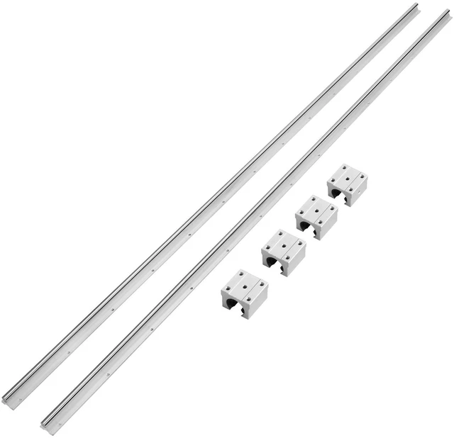Alt view image 7 of 7 - Linear Guide Rail Set, SBR20 2200mm, 2 PCS 86.6 in/2200 mm SBR20 Guide Rails and 4 PCS SBR20UU Slide Blocks, Linear Rails and Bearings Kit for Automated Machines DIY Project CNC Router Machines