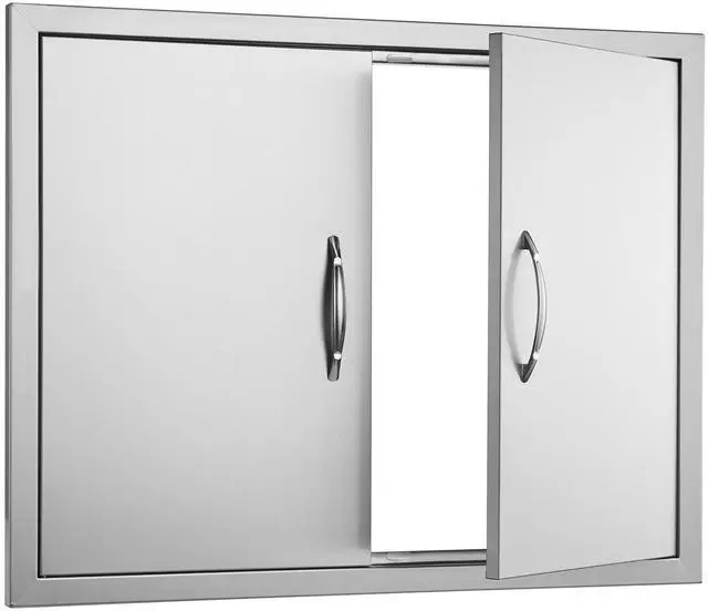 Main image of BBQ Access Door, 31W x 24H Inch Double Outdoor Kitchen Door, Stainless Steel Flush Mount Door, Double Wall Vertical Door with Handles and Hooks, for BBQ Island, Grilling Station, Outside Cabinet