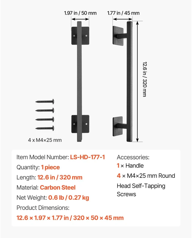 Alt view image 6 of 7 - Barn Door Handle 12.6 in Rustic Heavy Duty Carbon Steel Garden Gate Pull Handle
