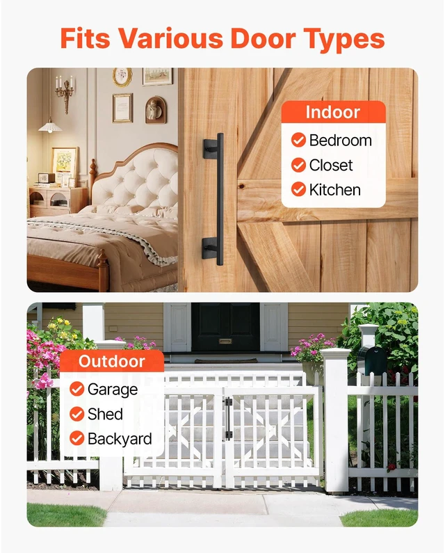 Alt view image 7 of 7 - Barn Door Handle 12.6 in Rustic Heavy Duty Carbon Steel Garden Gate Pull Handle