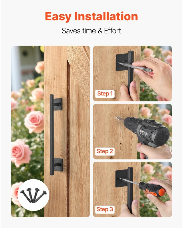 Alt view image 5 of 7 - Barn Door Handle 12.6 in Rustic Heavy Duty Carbon Steel Garden Gate Pull Handle