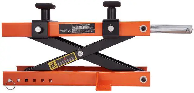 Alt view image 3 of 7 - Motorcycle Lift, 500 kg Motorcycle Center Scissor Lift Jack with Saddle & Safety Pin, Steel Motorcycle Jack Hoist Stand for Street Bikes, Cruiser Bikes, Touring Motorcycles