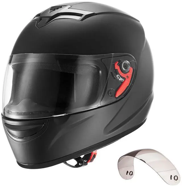 Alt view image 3 of 7 - Motorcycle Helmet, Full Face, Adult Motocross Dirt Bike Helmet with Tinted and Clear Dual Visor, Motorbike Racing Street with Detachable Liner for Men & Women, DOT Approved, (Matte Black, M)