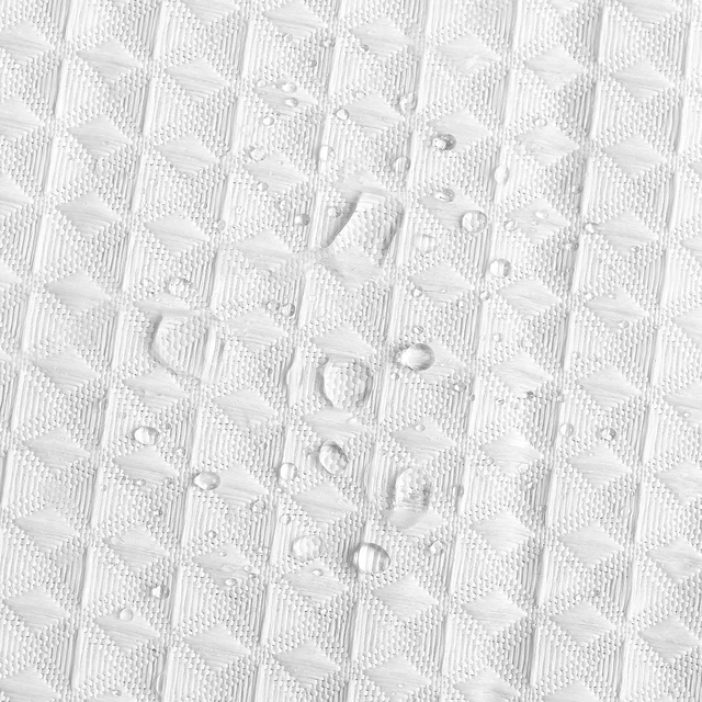Alt view image 4 of 7 - White Fabric Shower Curtain, 240 GSM Weighted Waffle Shower Curtains, Polyester Curtain with Rust-Resistant Hooks, Machine Washable & Water Repellent, for Bathroom Showers, Bath Tubs, 72x72 in