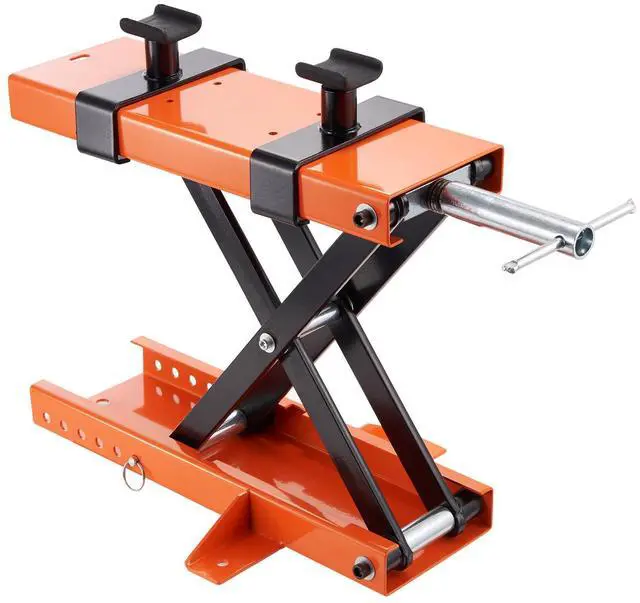 Alt view image 2 of 7 - Motorcycle Lift, 500 kg Motorcycle Center Scissor Lift Jack with Saddle & Safety Pin, Steel Motorcycle Jack Hoist Stand for Street Bikes, Cruiser Bikes, Touring Motorcycles