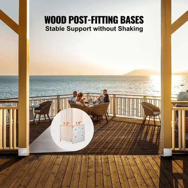 Alt view image 3 of 7 - 8"x 8" Post Base, 4Pcs Stainless Steel Adjustable Post Anchor Bracket(Internal 7.8 x 7.3"), Adjustable Post Base for Pavilion Deck Porch Handrail Railing Support Decorative Anchor Plate