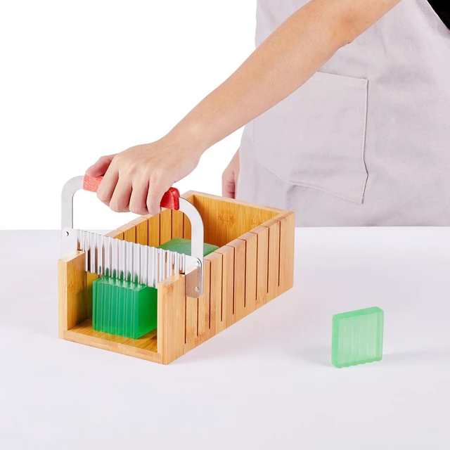 Alt view image 7 of 7 - Soap Making Kit, Bamboo Cutting Box and Inner Box with Silicone Mold, Stainless Steel Straight Cutter and Wavy Cutter, 100 Bags and 105 Stickers, Soap Making Supplies DIY Kits for Adults