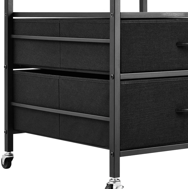 Alt view image 2 of 7 - Mini Fridge Stand with Storage 176 lbs Black Mini Fridge Table 2 Drawers