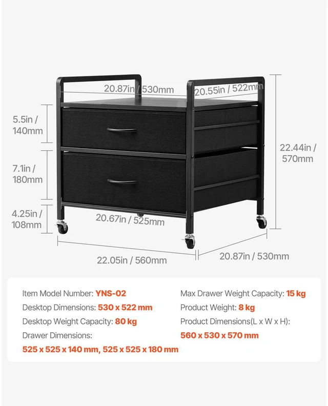 Alt view image 5 of 7 - Mini Fridge Stand with Storage 176 lbs Black Mini Fridge Table 2 Drawers
