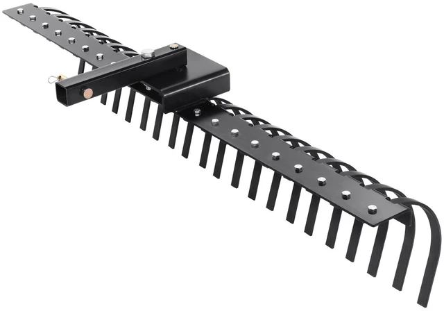 Alt view image 5 of 7 - Tow Behind Landscape Rake, 60" Tow Dethatcher with 21 Steel Coil Tines, Lawn Dethatcher Rake Attaches to 48" or 60" Toolbars and 3-point Suspension Systems, for Leaves, Pine Needles, and Grass