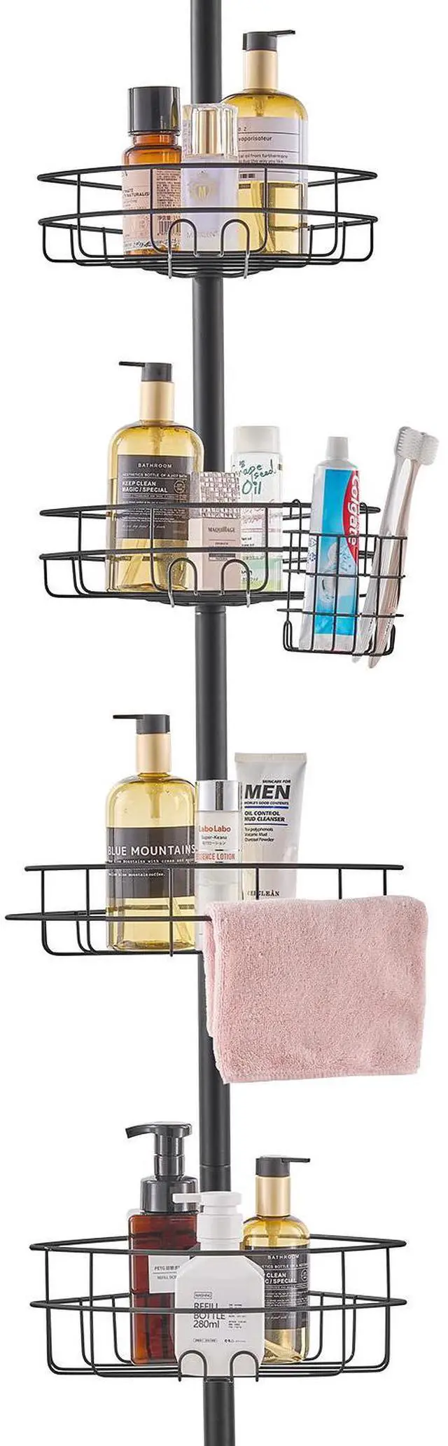 Alt view image 6 of 7 - 56" to 114" High Shower Corner Caddy Tension Pole Rust-Proof Tension Pole