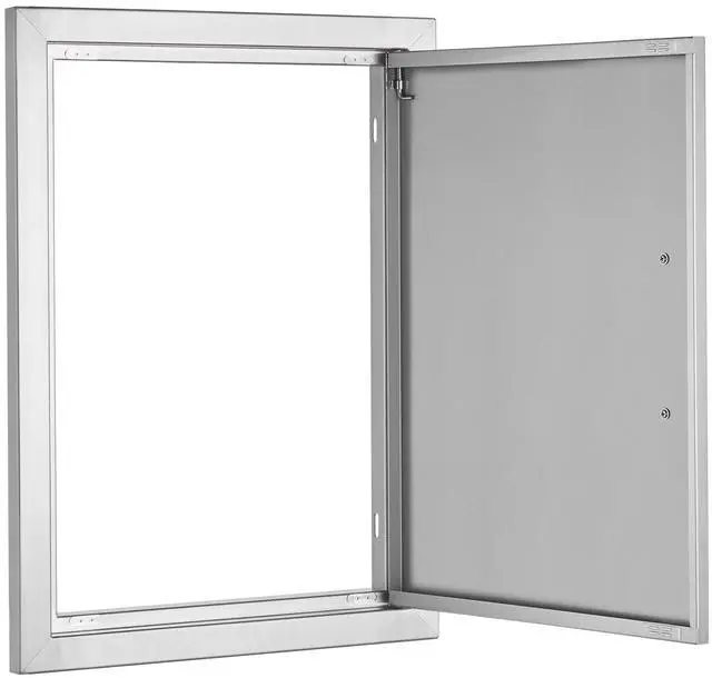 Alt view image 6 of 7 - BBQ Access Door, 16W x 22H Inch Single Outdoor Kitchen Door, Stainless Steel Flush Mount Door, Wall Vertical Door with Handle, for BBQ Island, Grilling Station, Outside Cabinet