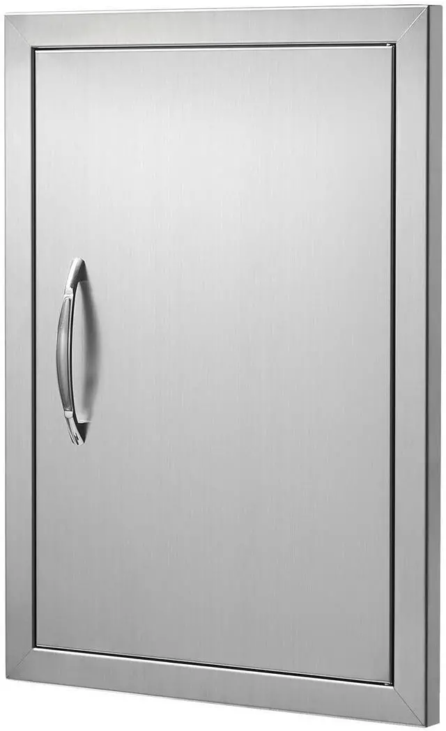 Alt view image 7 of 7 - BBQ Access Door, 16W x 22H Inch Single Outdoor Kitchen Door, Stainless Steel Flush Mount Door, Wall Vertical Door with Handle, for BBQ Island, Grilling Station, Outside Cabinet