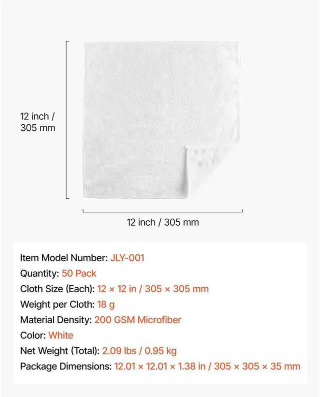 Alt view image 2 of 7 - 50 Pack White Microfiber Cleaning Cloth, 12 x 12 in Premium Microfiber Towels, Lint-Free and Scratch-Free, Absorbent Cleaning Rags for Car, Household, Kitchen, Window, SPA, Hotel & Bathroom