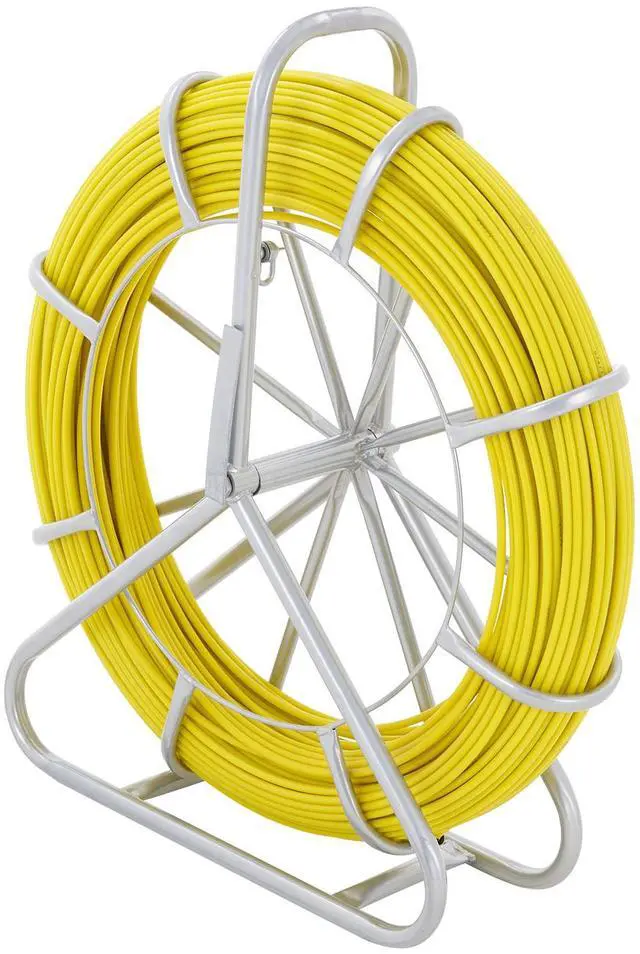 Alt view image 4 of 7 - Fish Tape Fiberglass, 600 ft, 5/16 in, Duct Rodder Fishtape Wire Puller, Cable Running Rod with Steel Reel Stand, 3 Pulling Heads, Fishing Tools for Walls and Electrical Conduit, Non-Conductive