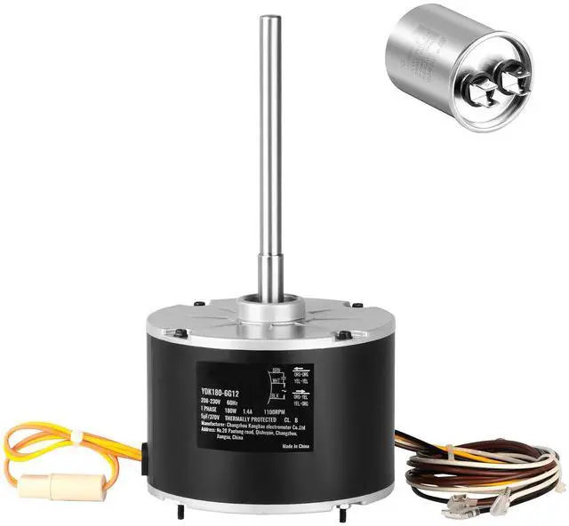 Main image of Condenser Fan Motor 5KCP39EGS070S, 5KCP39EGY823S, 1/4 HP 208-230V, 1100RPM, OEM Standard Upgraded Replacement Condenser Motor Reversible Rotating, Explosion-proof CBB65 5F/370V Capacitor
