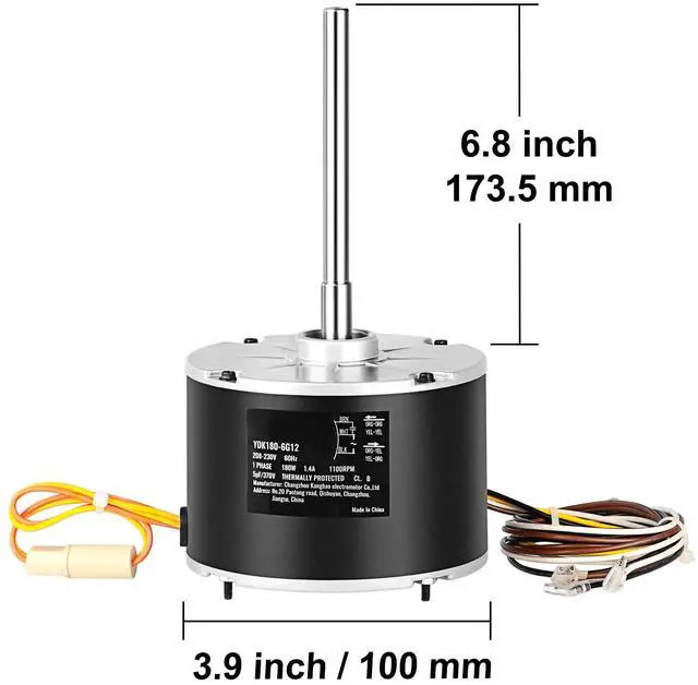 Alt view image 7 of 7 - Condenser Fan Motor 5KCP39EGS070S, 5KCP39EGY823S, 1/4 HP 208-230V, 1100RPM, OEM Standard Upgraded Replacement Condenser Motor Reversible Rotating, Explosion-proof CBB65 5F/370V Capacitor