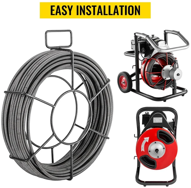 Alt view image 5 of 7 - Drain Cleaning Cable 75 Feet x 3/8 Inch Solid Core Cable Sewer Cable Drain Auger Cable Cleaner Snake Clog Pipe Drain Cleaning Cable Sewer Drain Auger Snake Pipe