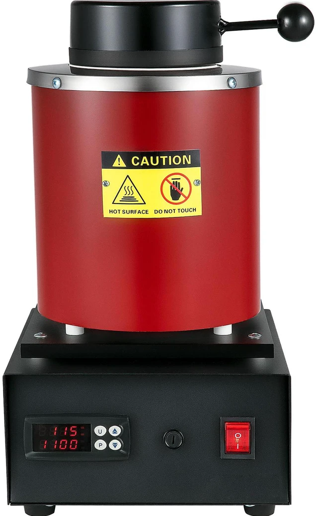 Alt view image 3 of 7 - Gold Melting Furnace, 1350W, 2102 Max Temperature, 3 kg Digital Electric Melting Furnace, with 1 kg and 3 kg Ceramic Crucible and Ingot Die for Processing of Gold, Silver, Aluminum, Copper