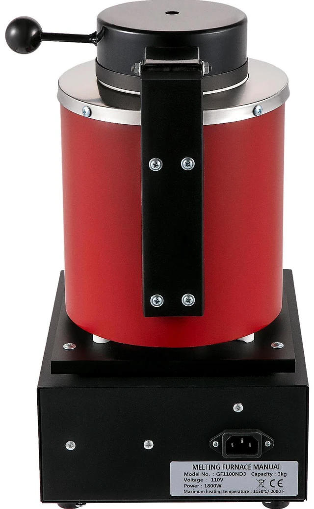 Alt view image 4 of 7 - Gold Melting Furnace, 1350W, 2102 Max Temperature, 3 kg Digital Electric Melting Furnace, with 1 kg and 3 kg Ceramic Crucible and Ingot Die for Processing of Gold, Silver, Aluminum, Copper